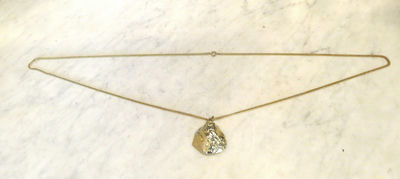 12k Gold Necklace with Nugget and Agate Pendant - Image 1 of 4