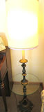 Vintage Table Floor Lamp with Glass Top & Ornate Brass Base - thumbnail 3 of 5