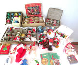 Large Lot of Vintage Christmas Ornaments Glass Porcelain Santas - thumbnail 2 of 18