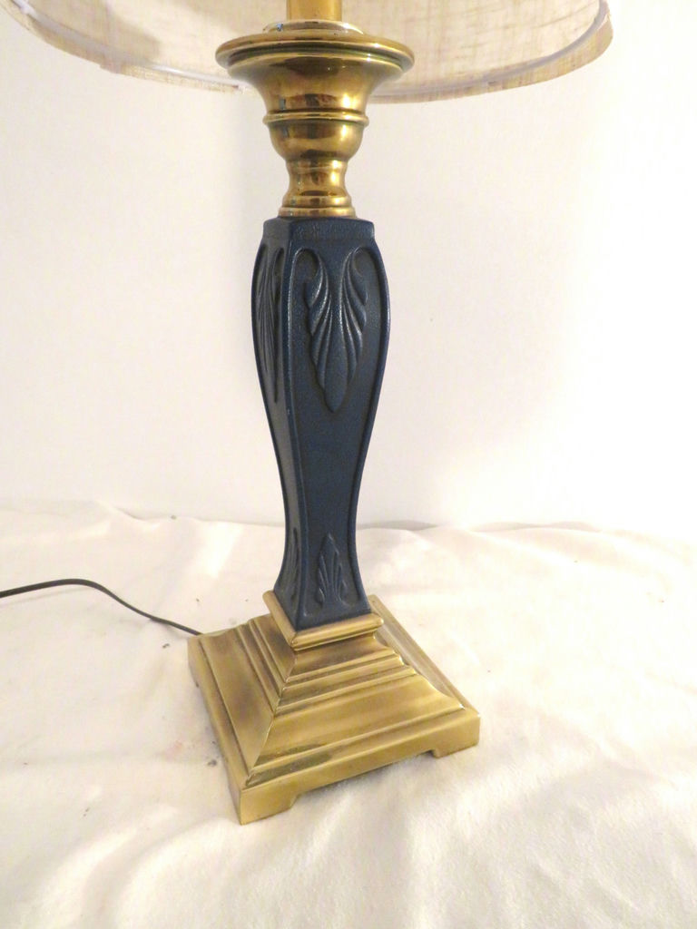 Vintage Art Nouveau Style Table Lamp Pottery and Brass Base - image 3 of 5