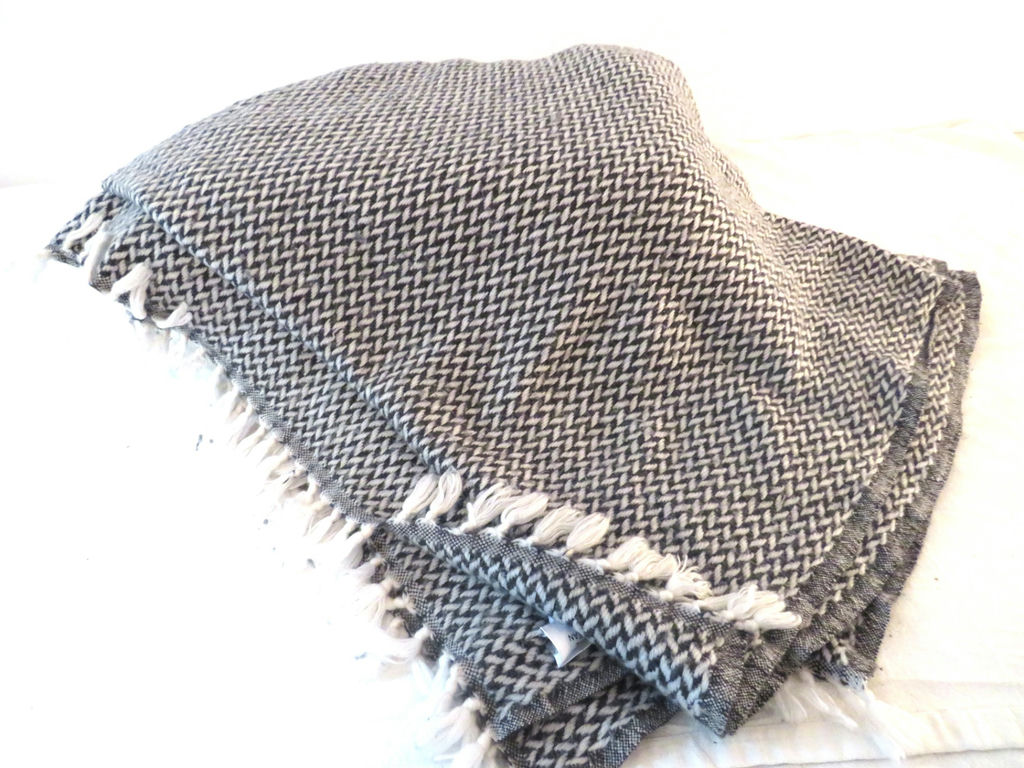 Gray/Blue and White Cashmere Throw Blanket - image 4 of 4