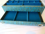 Vintage Turquoise Blue Gold Lady Buxton Jewelry Box - thumbnail 6 of 9