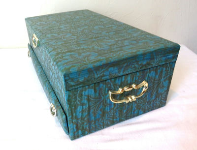 Vintage Turquoise Blue Gold Lady Buxton Jewelry Box - Image 1 of 9