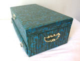 Vintage Turquoise Blue Gold Lady Buxton Jewelry Box - thumbnail 1 of 9