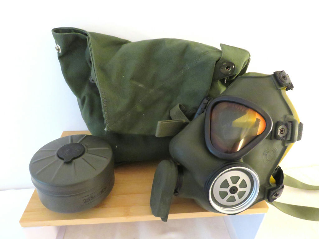 Military Surplus Gas Mask Respirator with Filter Canister in Canvas Bag - image 5 of 7