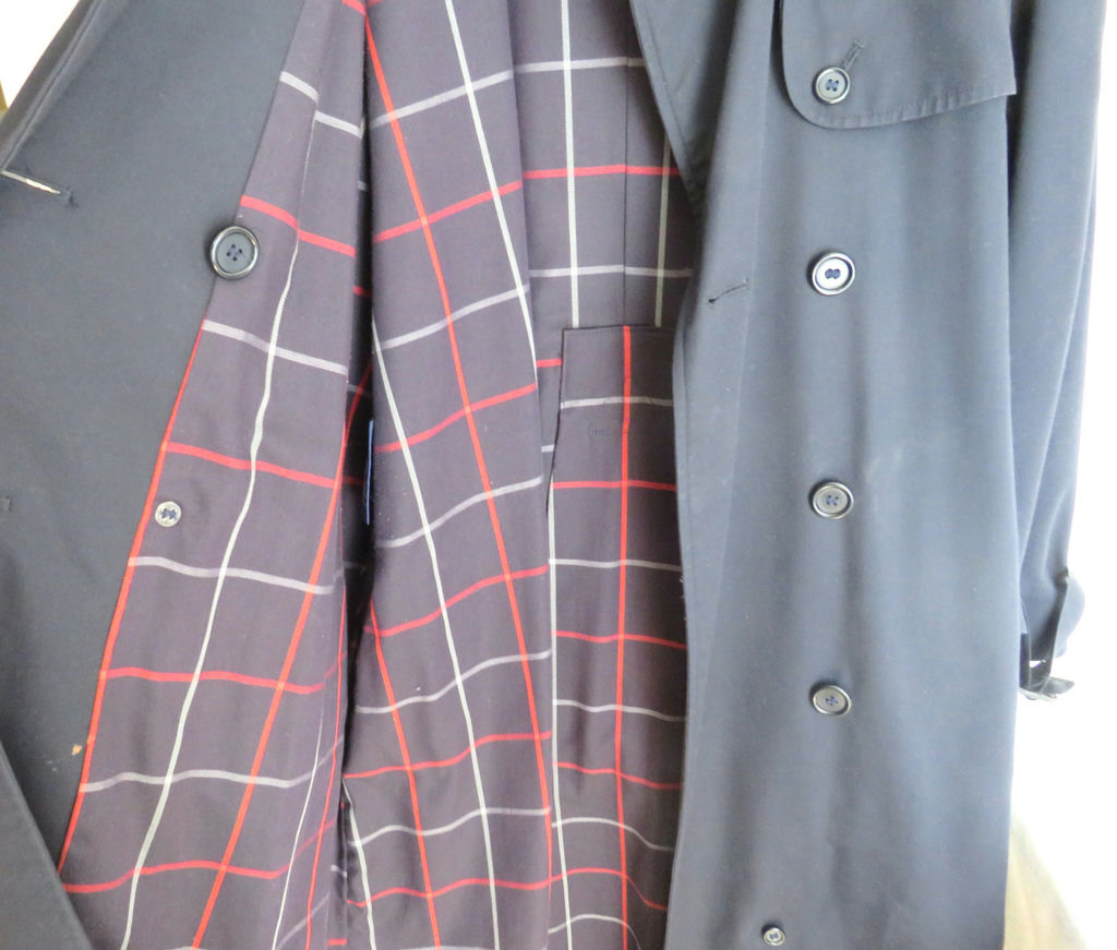 Women's Navy Burberry's Plaid Lined Trench Coat Sz 10 Long - image 5 of 14