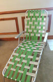 Vintage Green and White Webbed Chaise Lounge - thumbnail 1 of 6