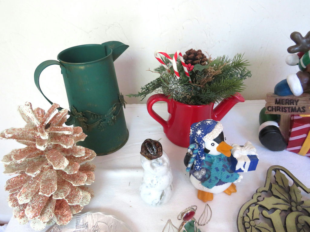 Fun Christmas Eclectic Decor Tin Pitcher Ceramic - image 2 of 7