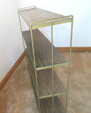 Vtg MCM Metal 4 Shelf Bookcase with Gold Trim 2 of 2 - thumbnail 4 of 5