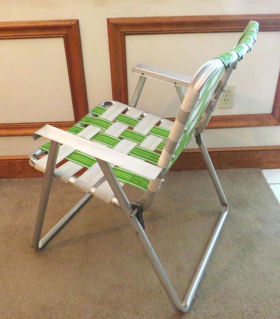 Vintage Lime Green Webbed Camp Chair - image 3 of 6