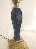 Vintage Art Nouveau Style Table Lamp Pottery and Brass Base - thumbnail 4 of 5