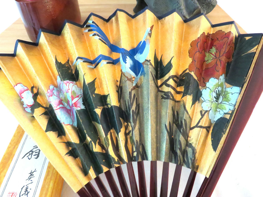 Asian Decor Geisha Statue Fan Ying Yang Wood Box - image 8 of 8