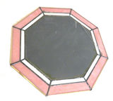Pink and White Stained Glass Octagon Mirror - thumbnail 3 of 3