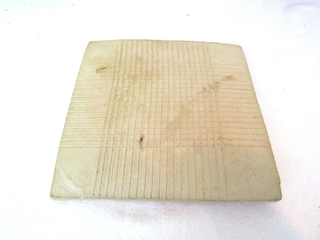 4 piece pottery lot vases and tile some signed - image 9 of 9