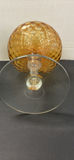 Green Glass Oil Lamp and Amber Glass Shade - thumbnail 8 of 9