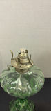 Green Glass Oil Lamp and Amber Glass Shade - thumbnail 5 of 9