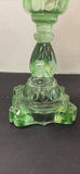 Green Glass Oil Lamp and Amber Glass Shade - thumbnail 4 of 9