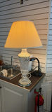 Cut Glass Table Lamp with Pleated Shade - thumbnail 1 of 8