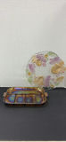 Decorative Glass Serving Tray and Floral Glass Plate - thumbnail 1 of 12