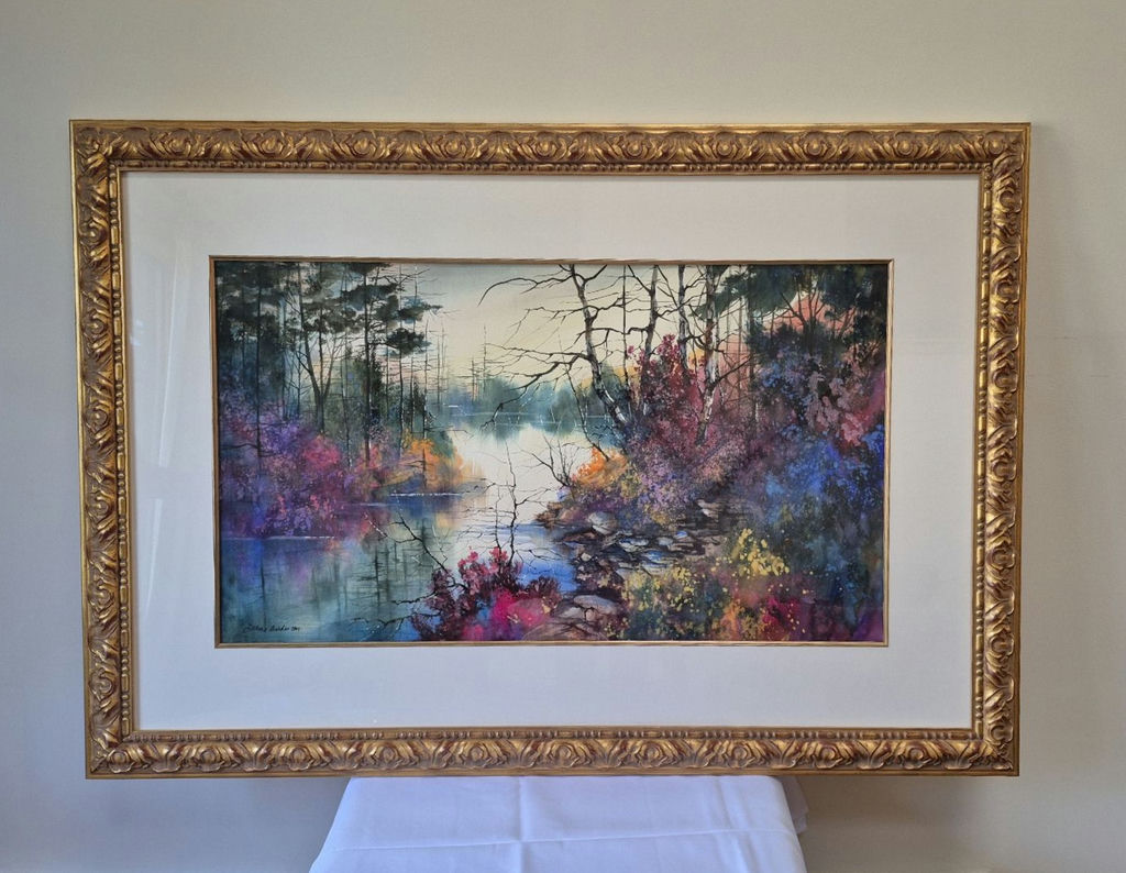 “The Cove in Garments” – Bold Watercolor Painting by Diane Anderson with COA - image 1 of 6