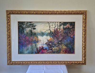 “The Cove in Garments” – Bold Watercolor Painting by Diane Anderson with COA - Image 1 of 6
