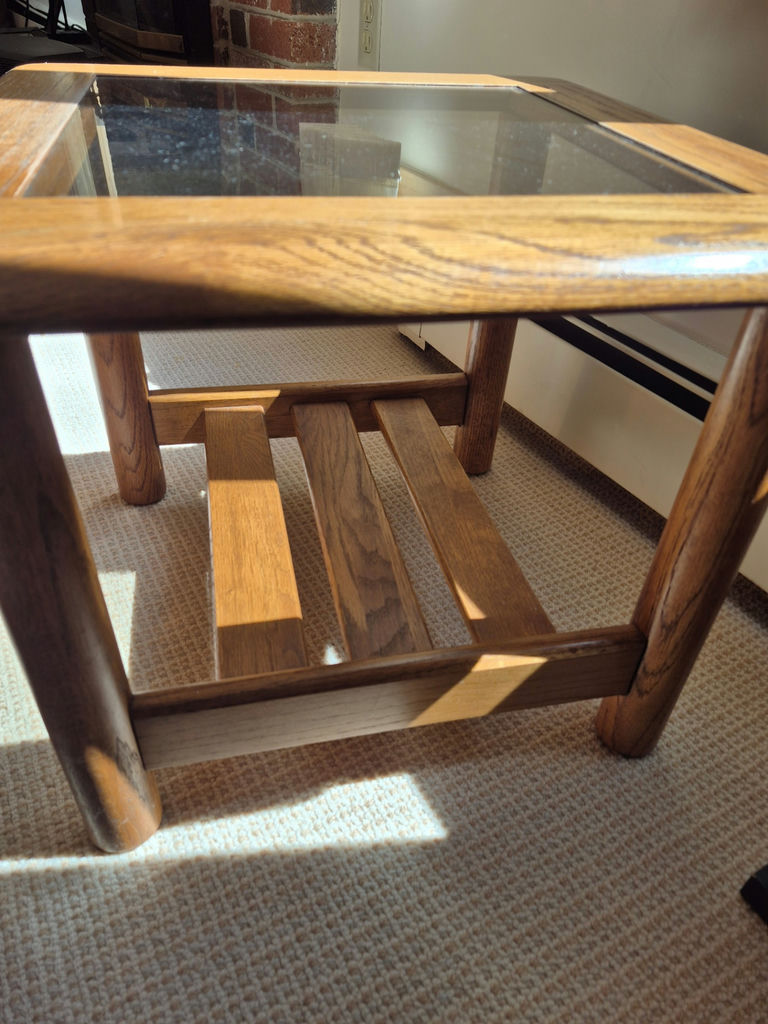 Oak & Glass Side / End Tables - Set of 3 - image 4 of 6