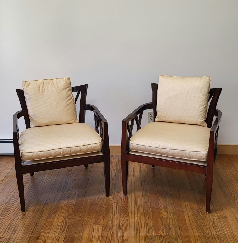 Pair of Baker Furniture Accent Chairs - Solid Wood, Designer Quality - image 1 of 5