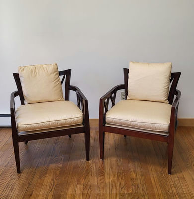 Pair of Baker Furniture Accent Chairs - Solid Wood, Designer Quality - Image 1 of 5