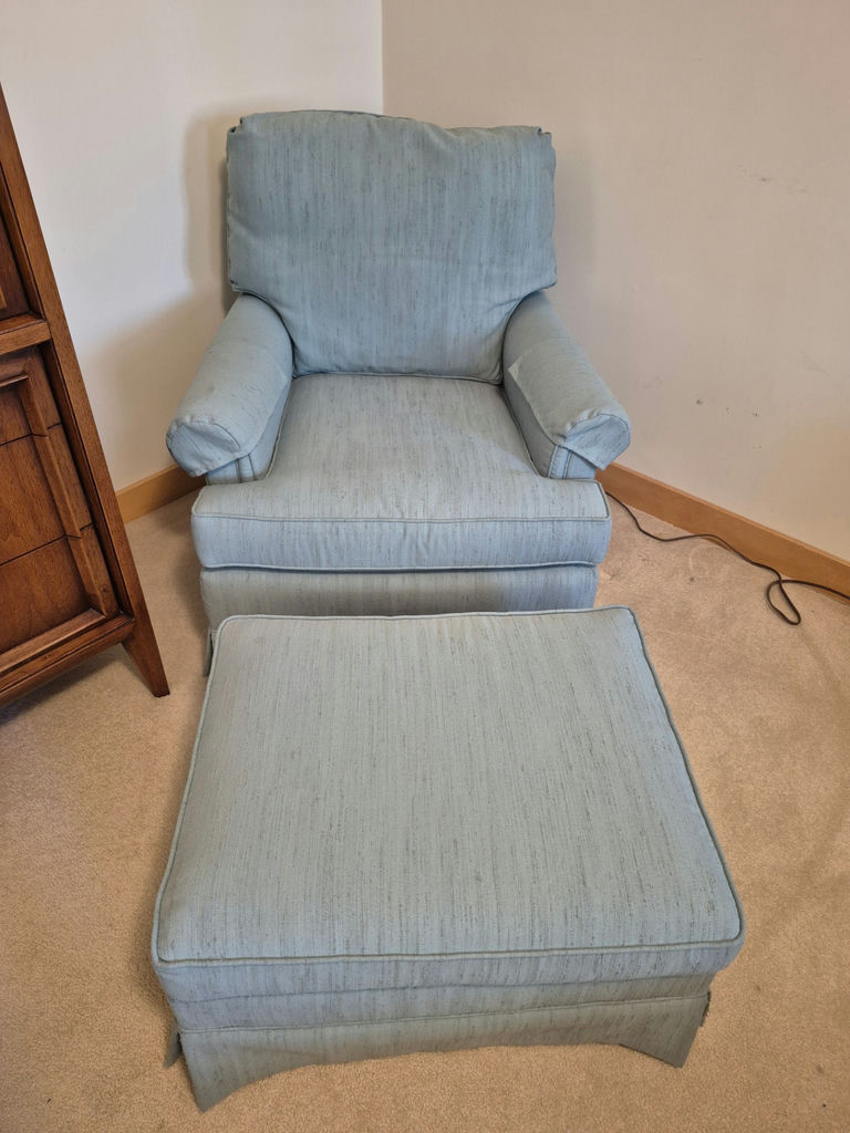 Drexel upholstered armchair and matching ottoman - image 1 of 3