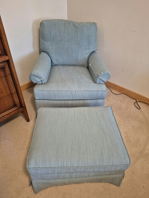 Drexel upholstered armchair and matching ottoman - Image 1 of 3