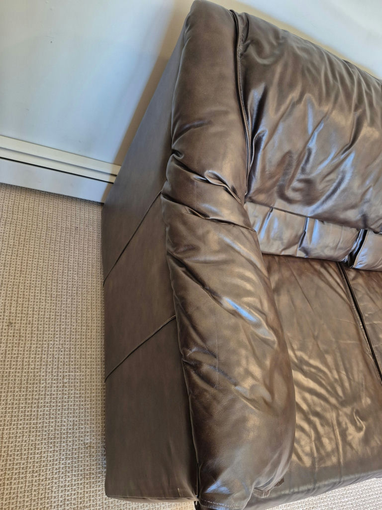 Brown Leather Couch - image 3 of 6