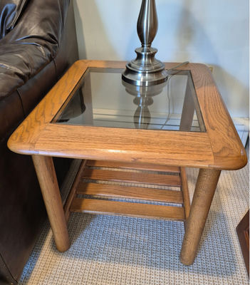 Oak & Glass Side / End Tables - Set of 3 - Image 1 of 6