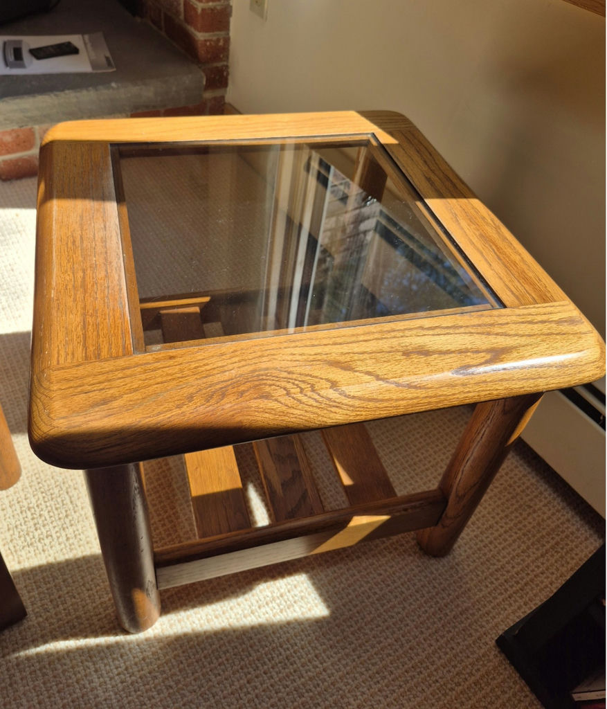 Oak & Glass Side / End Tables - Set of 3 - image 3 of 6