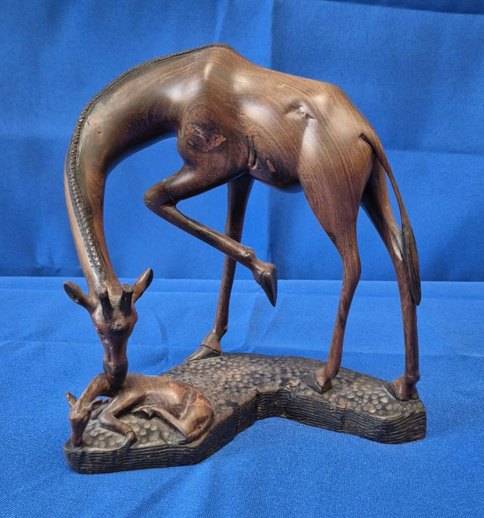 Wooden Mother & Baby Giraffe Sculpture - image 1 of 2