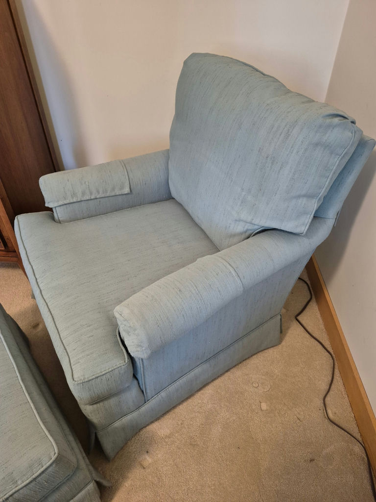 Drexel upholstered armchair and matching ottoman - image 2 of 3