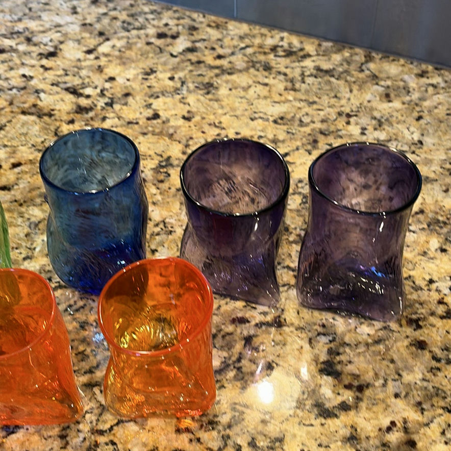 Set of Six Colored Handblown Glass Tumblers - image 3 of 7