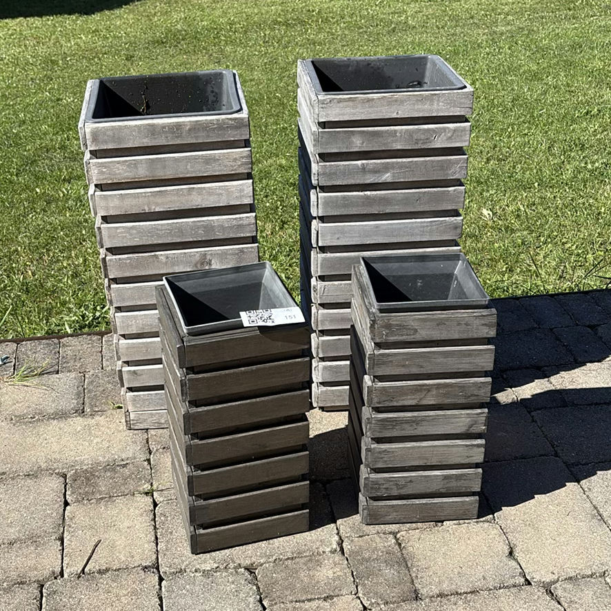 Set of Four Square Wooden Planters - image 1 of 10