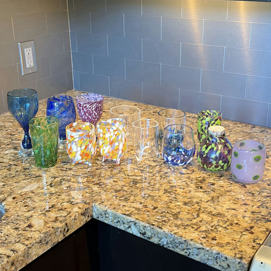 Assorted Hand-Blown Glass Cups and Decorative Glassware - image 1 of 10