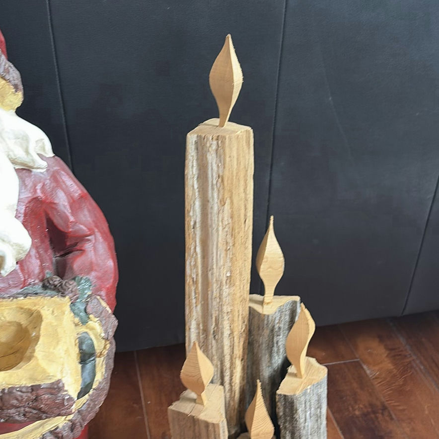 Wooden Santa Claus Figurine and Decorative Candle Sculpture - image 6 of 9