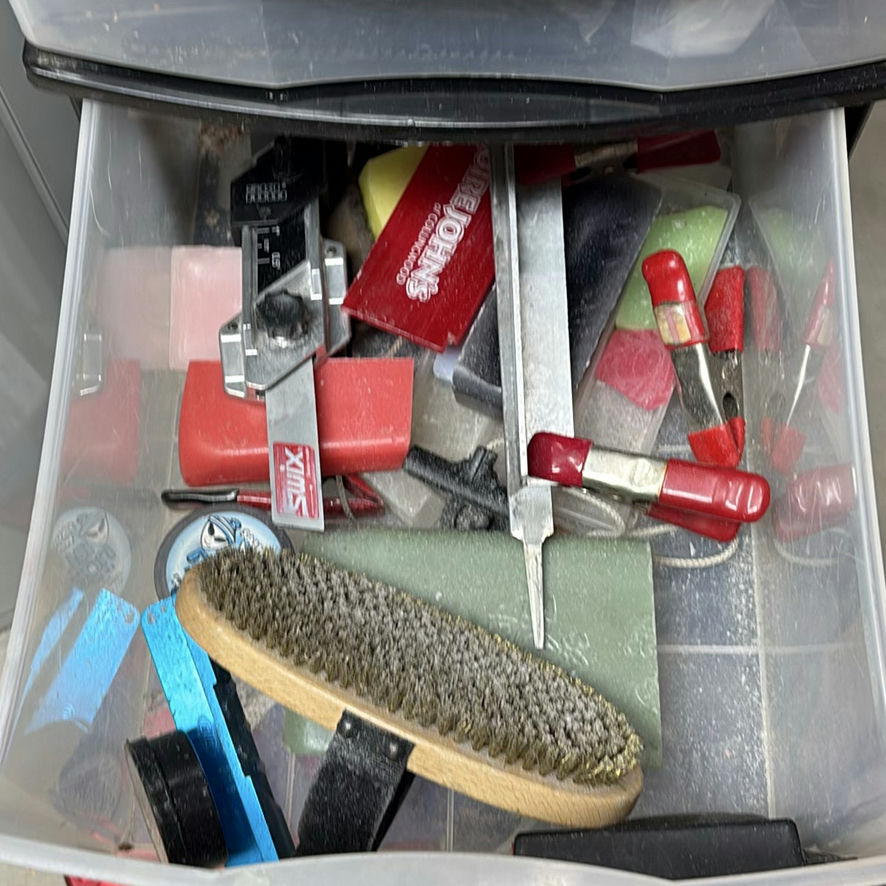 Assorted Bicycle Parts, Snowboard Bindings, and Storage Drawers - image 7 of 12