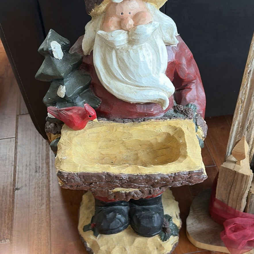 Wooden Santa Claus Figurine and Decorative Candle Sculpture - image 3 of 9