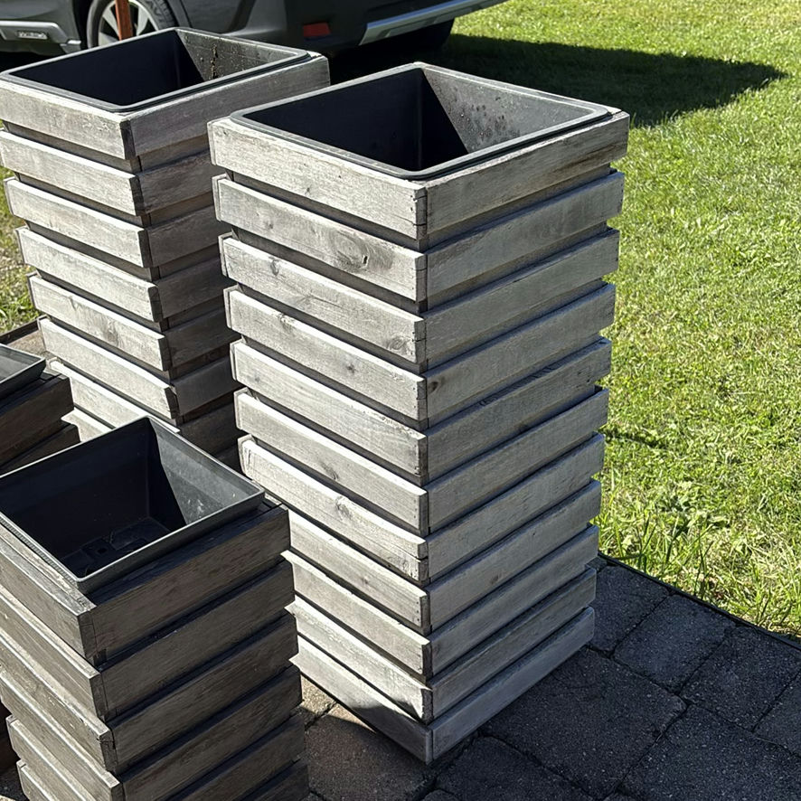 Set of Four Square Wooden Planters - image 7 of 10