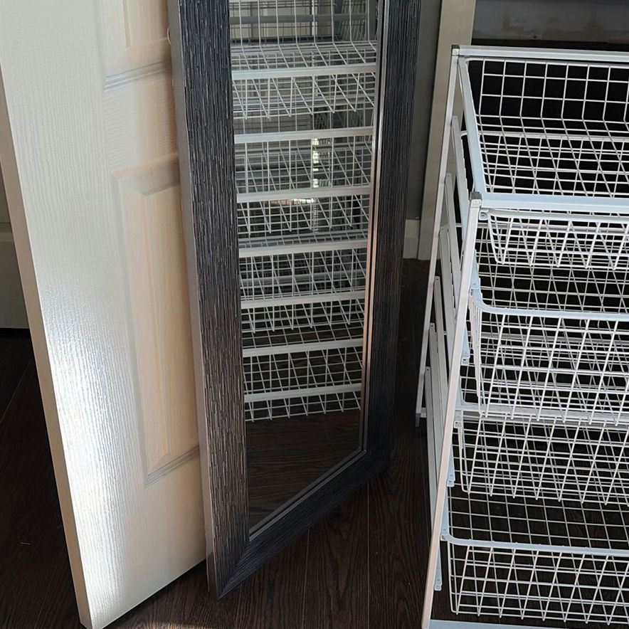Framed Floor Mirror and Wire Basket Storage Drawer Units - image 3 of 9