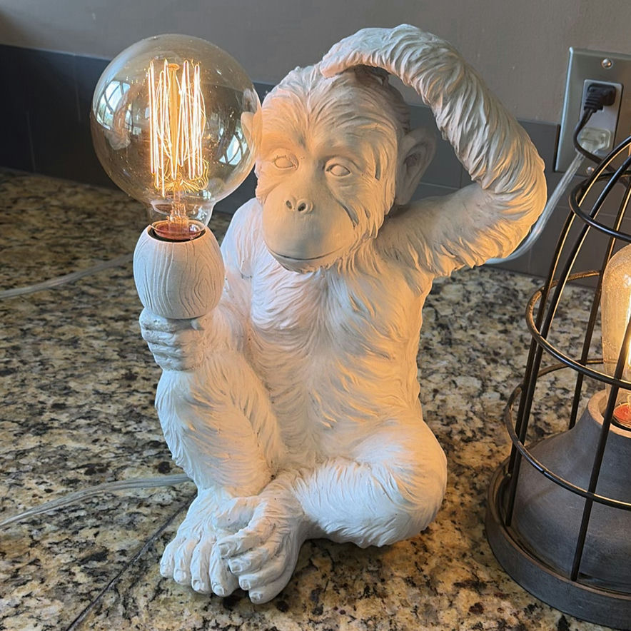 Monkey Table Lamp and Cage Style Lamp - image 2 of 9