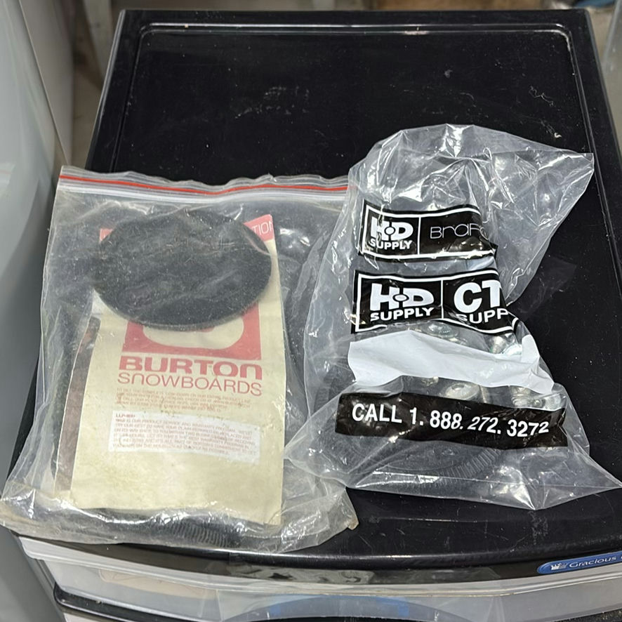 Assorted Bicycle Parts, Snowboard Bindings, and Storage Drawers - image 6 of 12