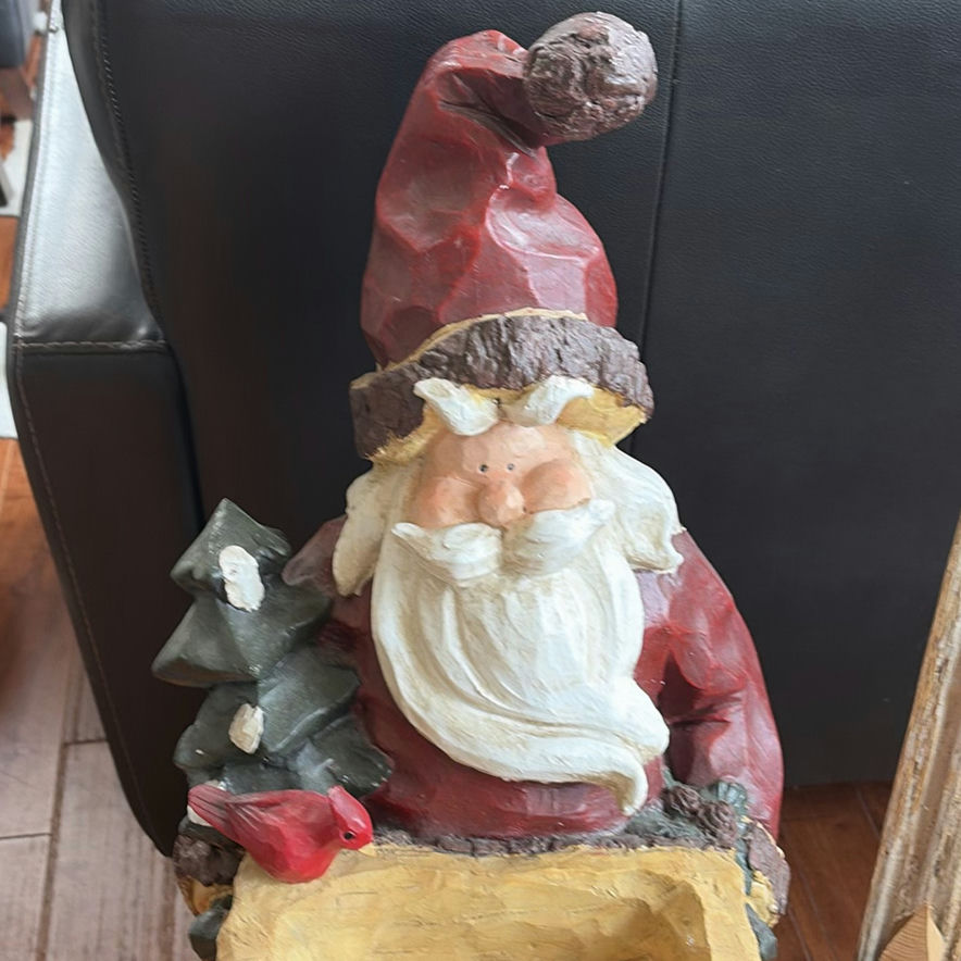 Wooden Santa Claus Figurine and Decorative Candle Sculpture - image 2 of 9