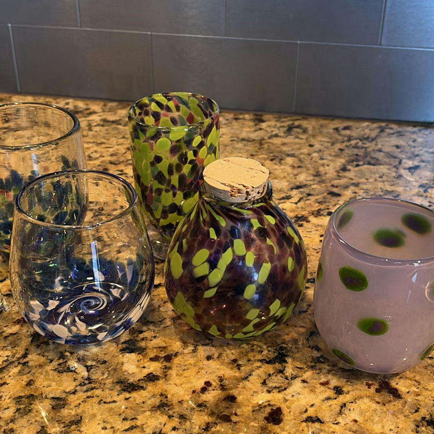 Assorted Hand-Blown Glass Cups and Decorative Glassware - image 5 of 10