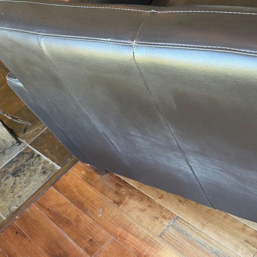 Black Leather Three-Seat Sofa - image 14 of 15
