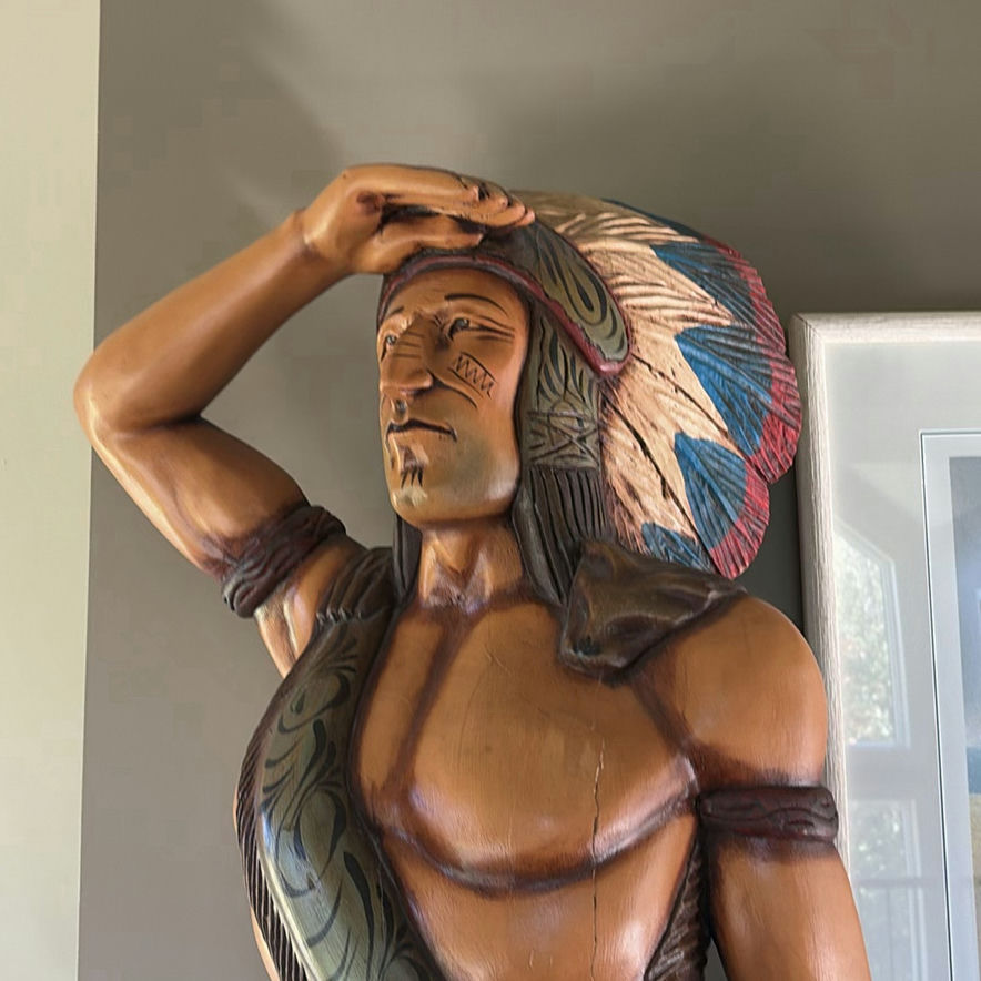 Large Carved Native American Figure Statue - image 2 of 15
