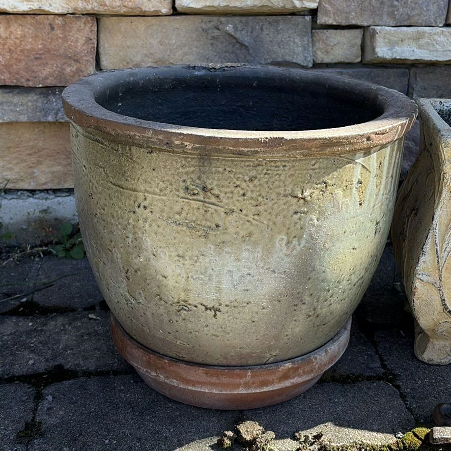 Large Ceramic Planter and Two Decorative Square Planters - image 2 of 9
